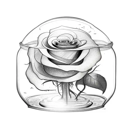 Melted Rose Inside A Bell Jar