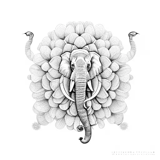 Elephant With Chrysanthemum