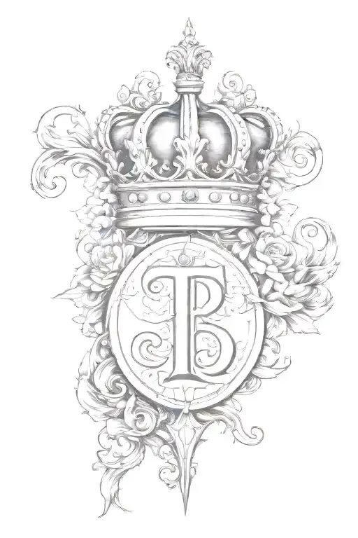 The Letter T With A Letter R Underneath With A Crown Above It On The Left