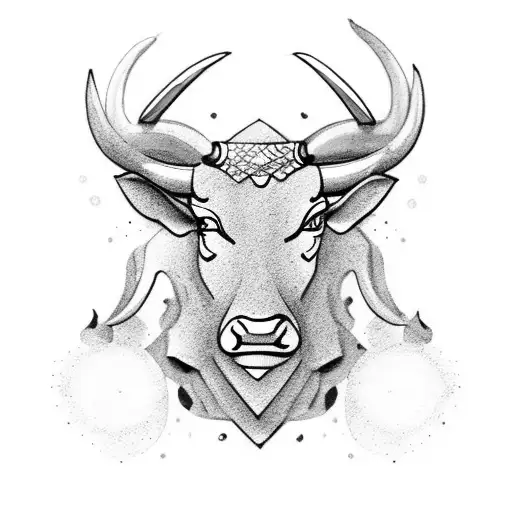 A Bull To Symbolise Taurus During An Lunar Eclipse In A Night Misty Forest