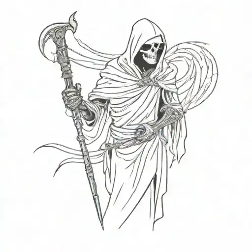 Grim Reaper Holding Sinn With Barbed Wire