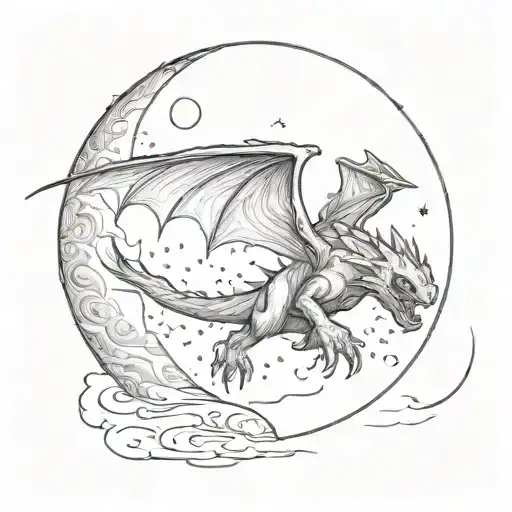 Night Fury Flying Over The Moon