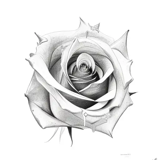 Rose With Stem And Leaves