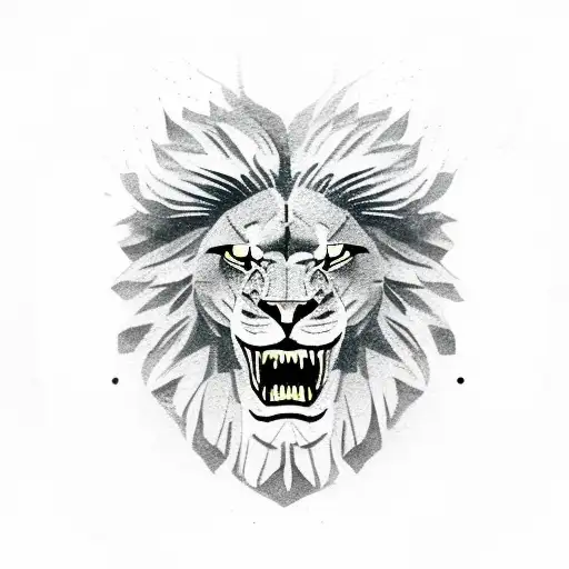 Roaring Lion Head With A Big Mane Master Of Nature