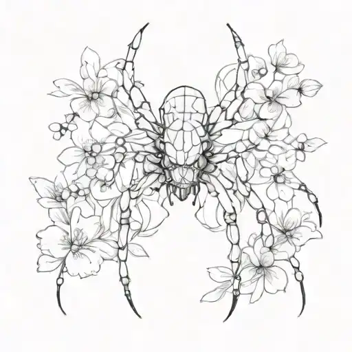 One Whole Spider With Little Flowers