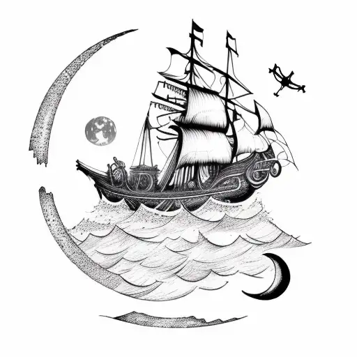 Pirate Ship And Moon