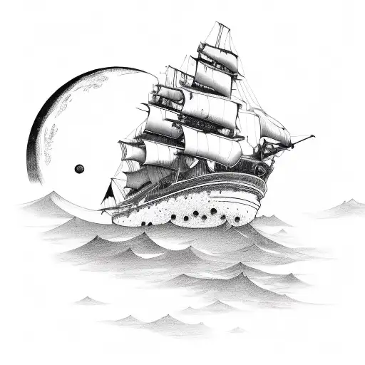 Old Ship And Status Moon