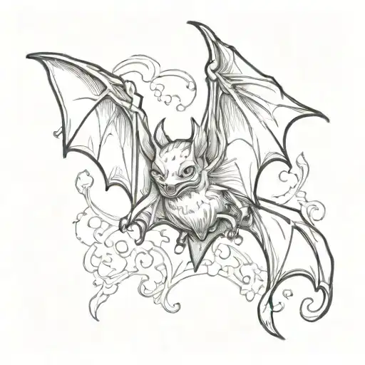 Cartoonish Bat Flying