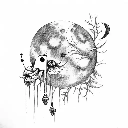 Moon Flowers With Bullets Smoke And Lipstick