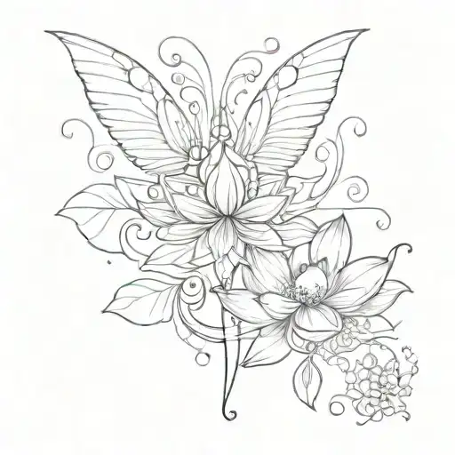 Unalome With Lotus And Wings Spread