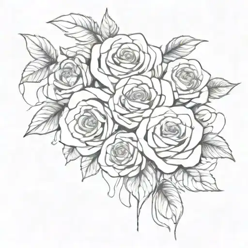 A Unique Tattoo Of A Heart-shaped Rose Bouquet With Hair Strands Flowing Through The Flowers