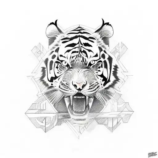 Design A Sketch-style Tattoo Of A Tiger In A Maori-inspired Setting