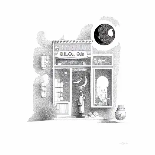 Old Shop And Status Moon