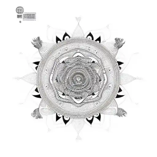 An Intricate Mandala Design Incorporating Elements Of Techno Music And Freedom Symbols