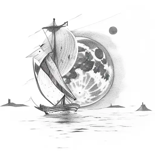 Old Ship And Status Moon