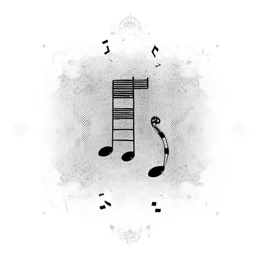 A Music Note Made Out Of Gaming Icons With A Black Cat Silhouette