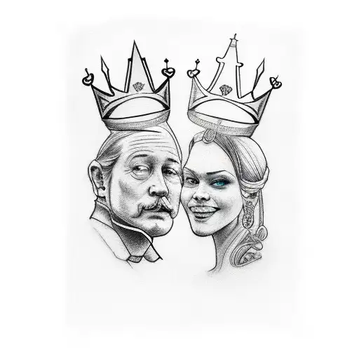 King And Queen Card Tattoo For Mom And Dad
