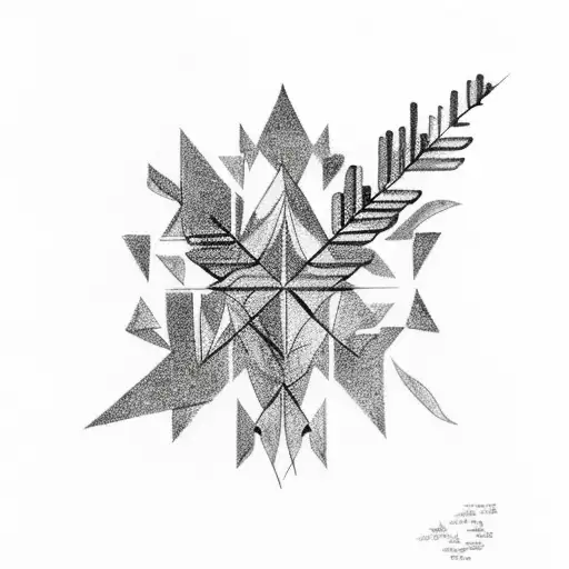 Arrow Pine Tree River Stars Leaves