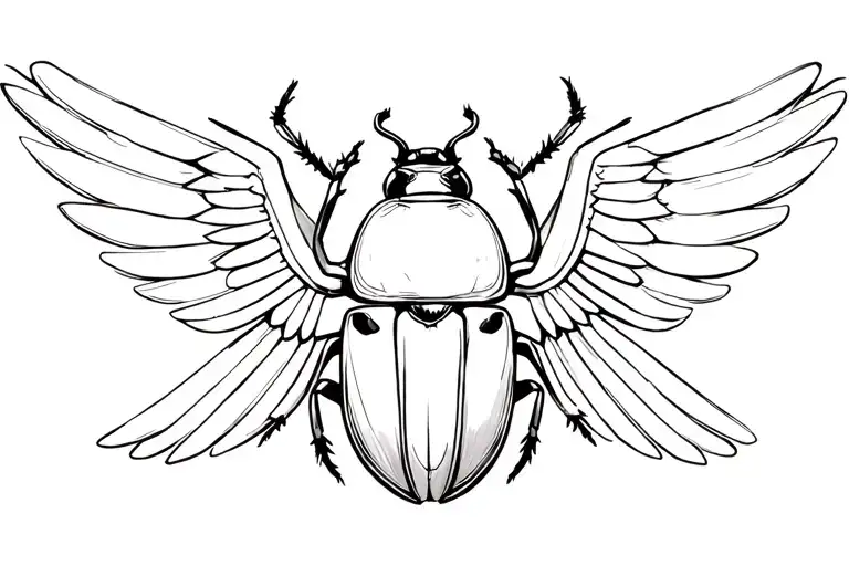 Egyptian Scarab Beetle With Wings
