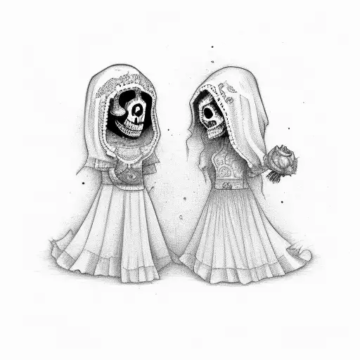 2 Kids With Day Of Dead Female