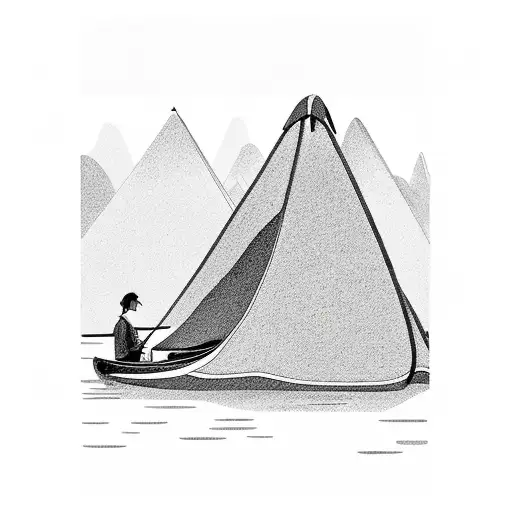 Island Camping With Tent And Canoe