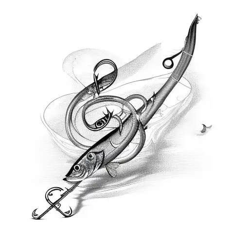 A Fishing Lure Intertwined With Musical Notes