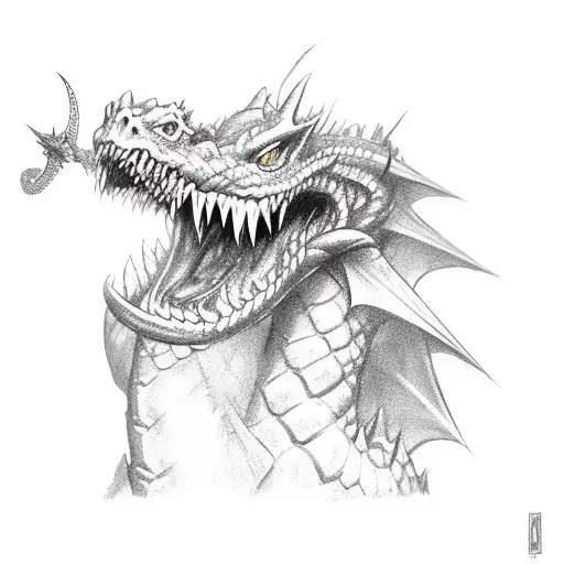 A Dragon With A Sword In Its Teeth