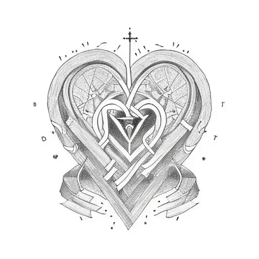 A Minimalist Tattoo Design Of A Heart With The Initials Of Your Husband And Daughter Intertwined