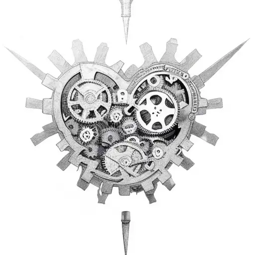 A Shattered Heart With Gears And Mechanisms Symbolizing Resilience And Strength