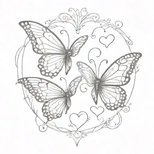 Two Butterfies With Hearts