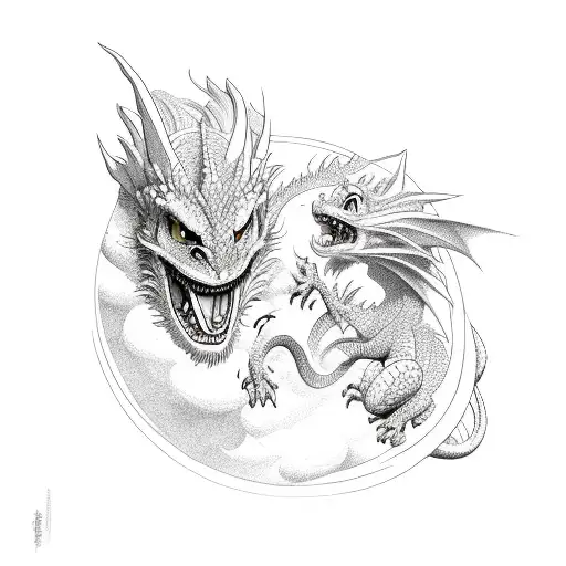 Dragon Falcor And Baby Phoenix
