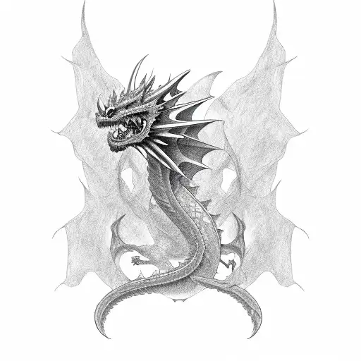 Torn Cancer Ribbon With A Dragon