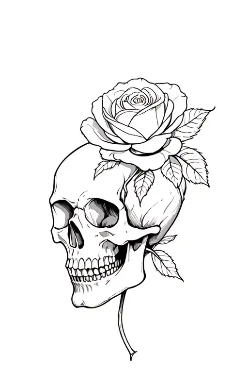 Rose Growing Through A Skull