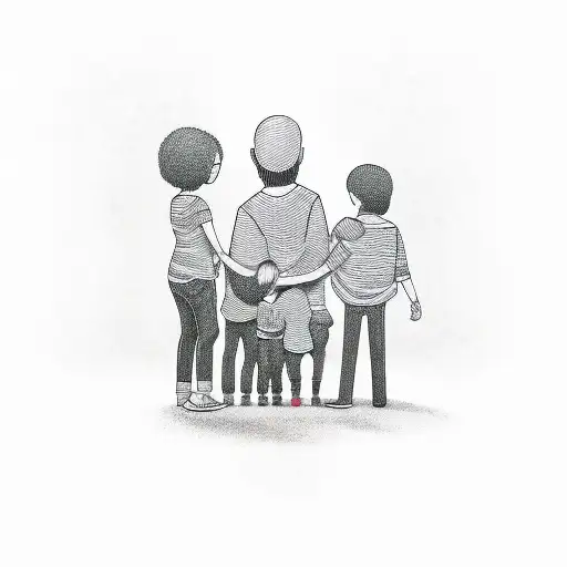 Family Holding Hands Abstract Lines