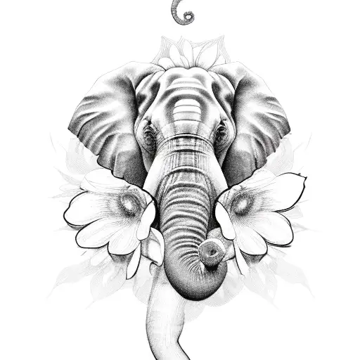 Elephant Face Soundounder With Sun Flower Roses And Tulips