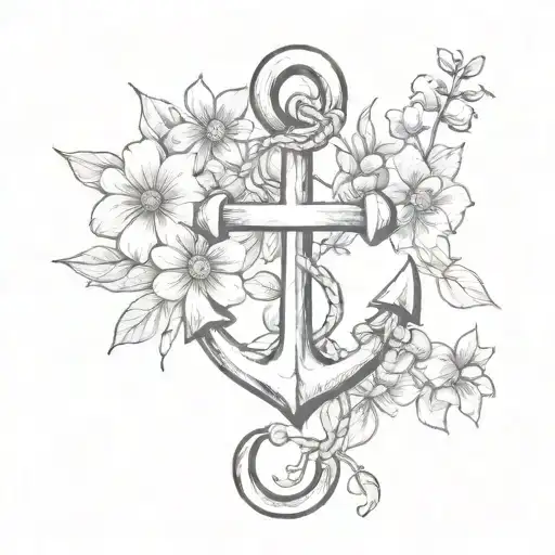 Dainty Anchor With Daisies And Four Leaf Clover