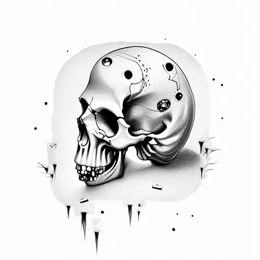 Skull Crying With Bullet Holes