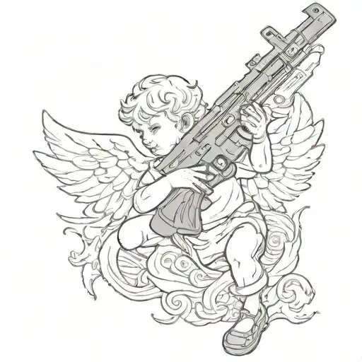 Cherub With Ak 47 Gun
