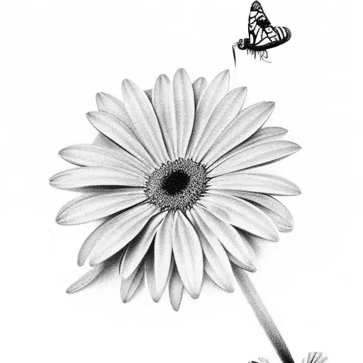 Gerber Daisy With Butterfly