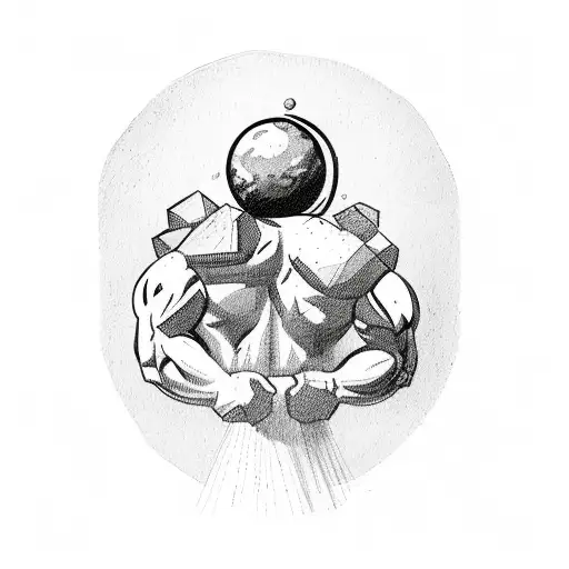 Atlas The Greek Titan Holding The Earth On His Shoulders With Muscular Body