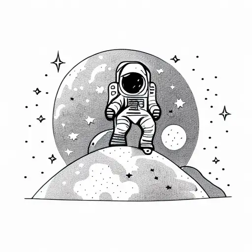 Astronaut Sitting On Top Of A Hill And Watch The Sunset And Stars