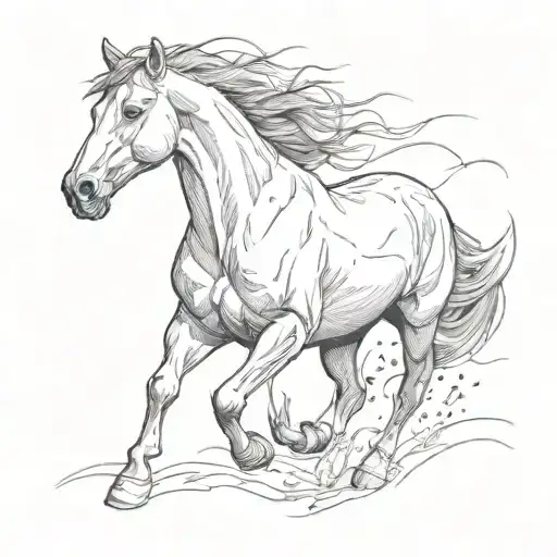 A Sketch Of A Horse Galloping Through A Field