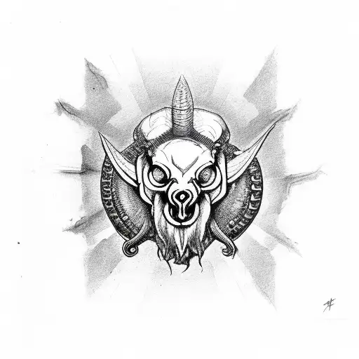 Third Eye On Ram Skull With Devil Wings