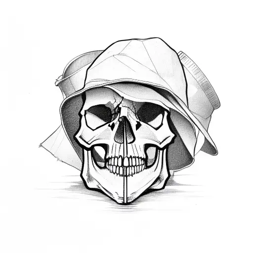 Skull With Mask And Bucket Hat