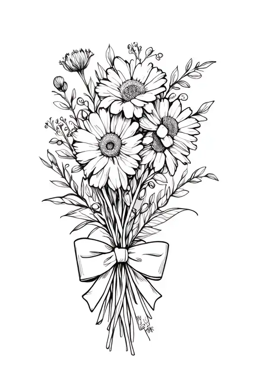 May Birth Flower And September Birth Flower Bouquet Tied With A Bow