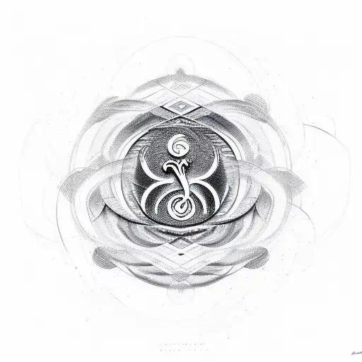 Sketch A Modern Interpretation Of The Om Sign With Abstract Shapes And Lines
