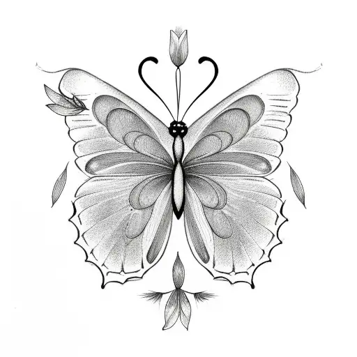 Butterfly With February And November Birth Flowers