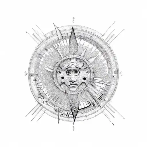 An Intricate Music Note Design Incorporating Sun And Moon Elements