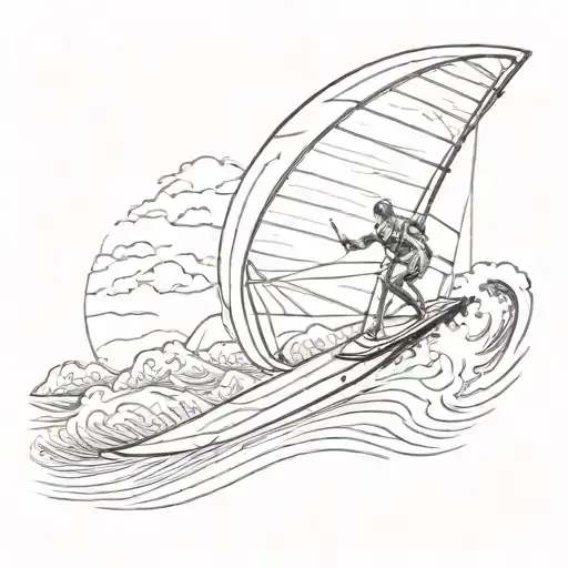 A Windsurfer Catching A Big Wave With A Sunset In The Background