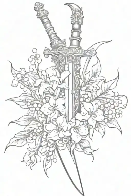 Vertrical Sword With A Lily Of The Valley